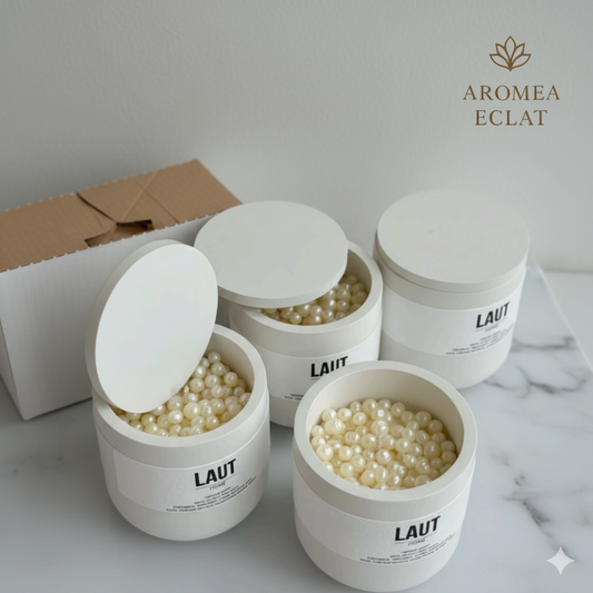 Candle Pearl-Top White Concrete Jar with Lavender Fragrance